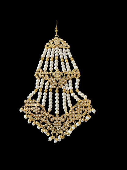 BR479 Insha pearl jadau bridal set in shell pearls ( SHIPS IN 4 WEEKS )