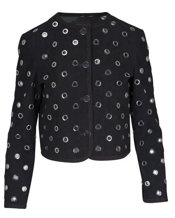 Good Morning America Joy Behar Black Grommet Jacket