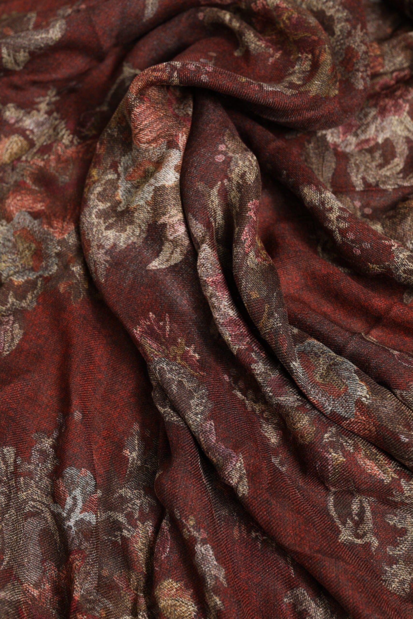 Dolce & Gabbana Maroon Floral Neck Warmer Foulard Scarf