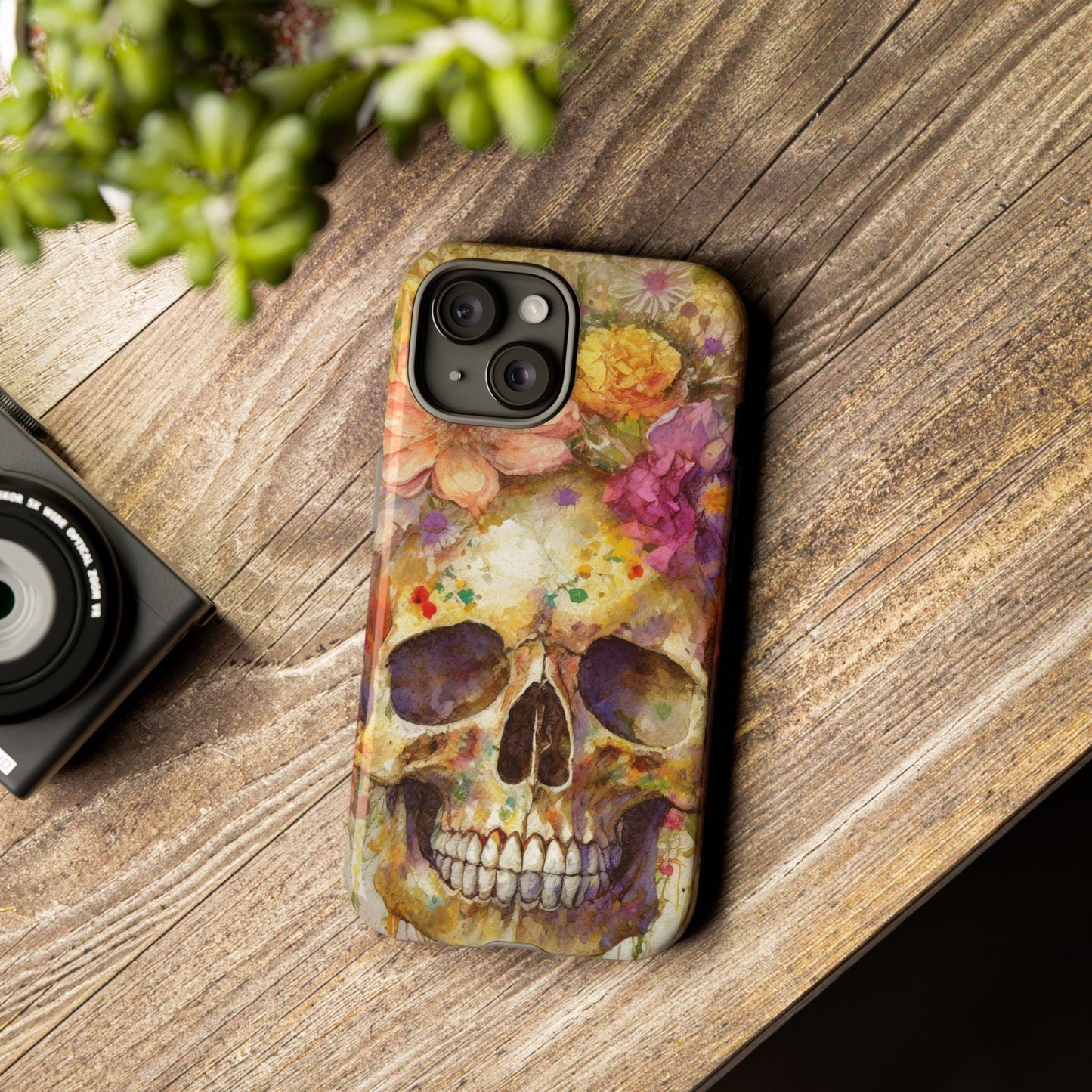 Unique Floral Skull Tough Phone Case