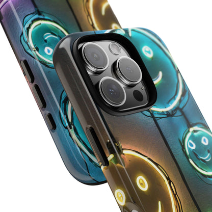 Colorful Neon Smiley Face Phone Case - Tough & Stylish Protection