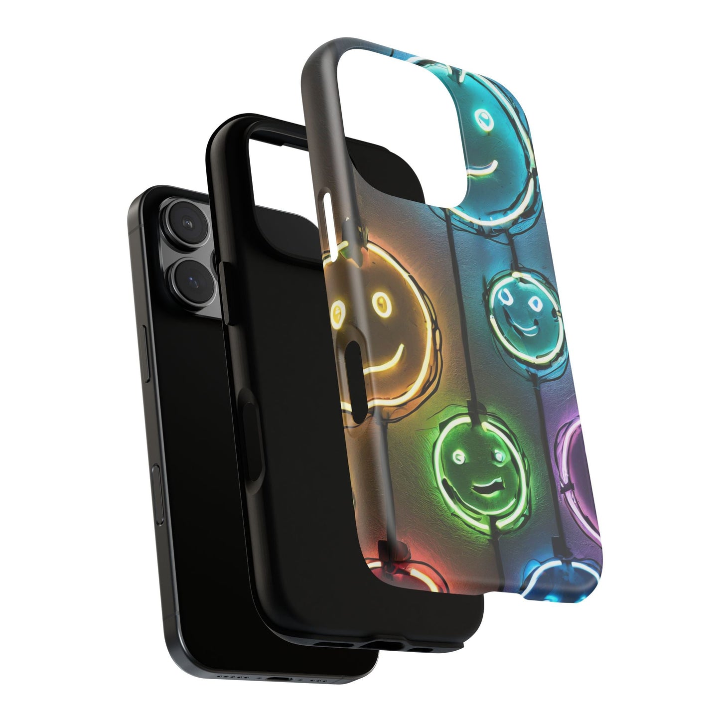 Colorful Neon Smiley Face Phone Case - Tough & Stylish Protection