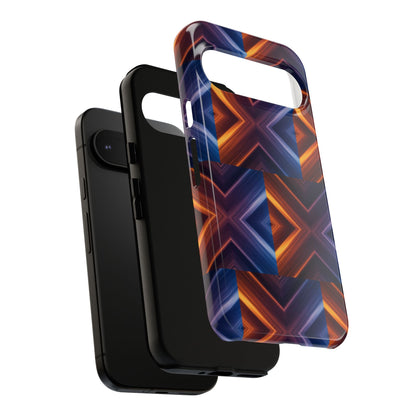 Stylish Tough Phone Case With Blue & Orange Abstract Design