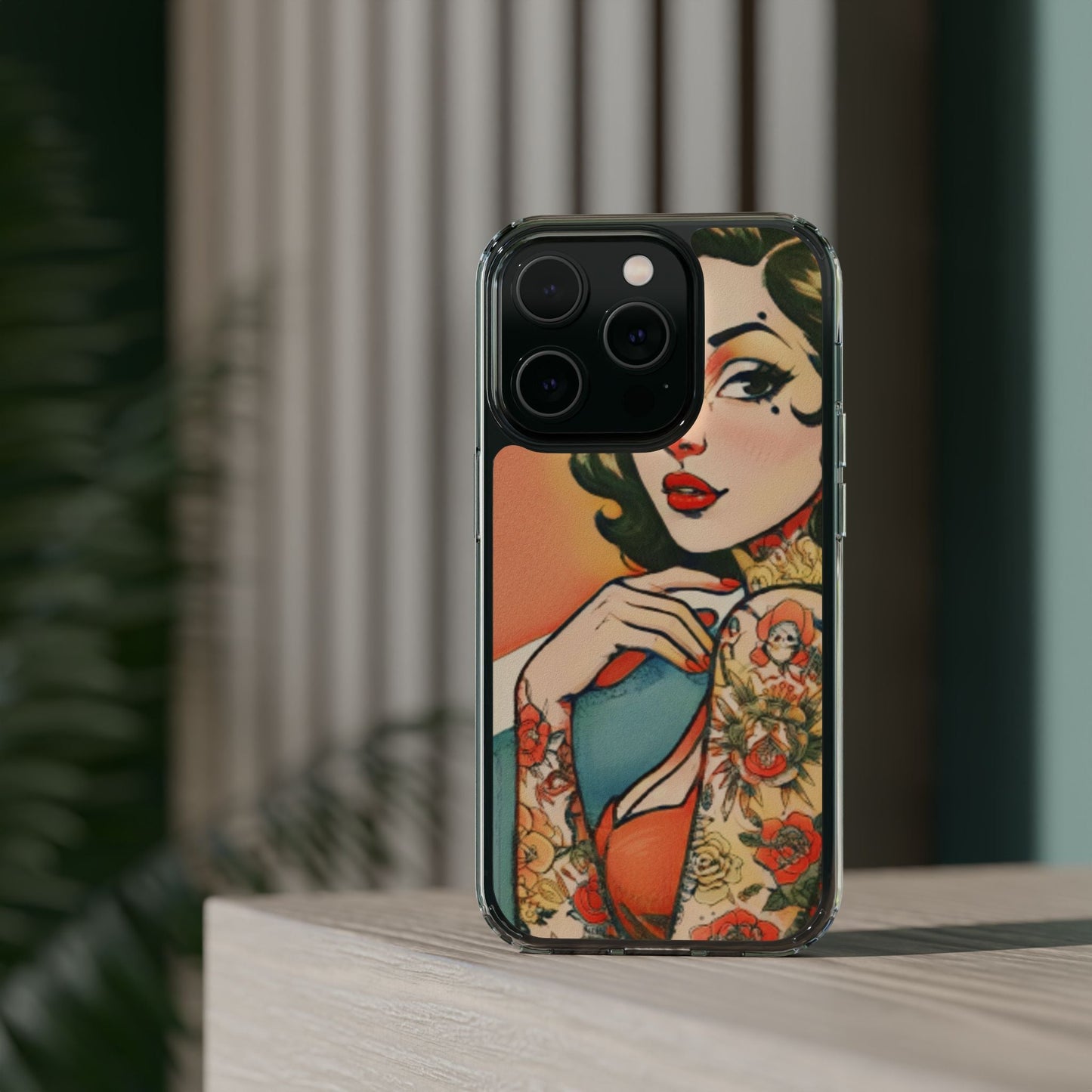 Retro Pin Up Clear Phone Case