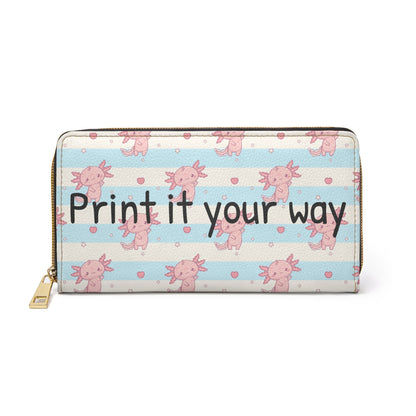Personalizable Axolotl Zip-Around Wallet