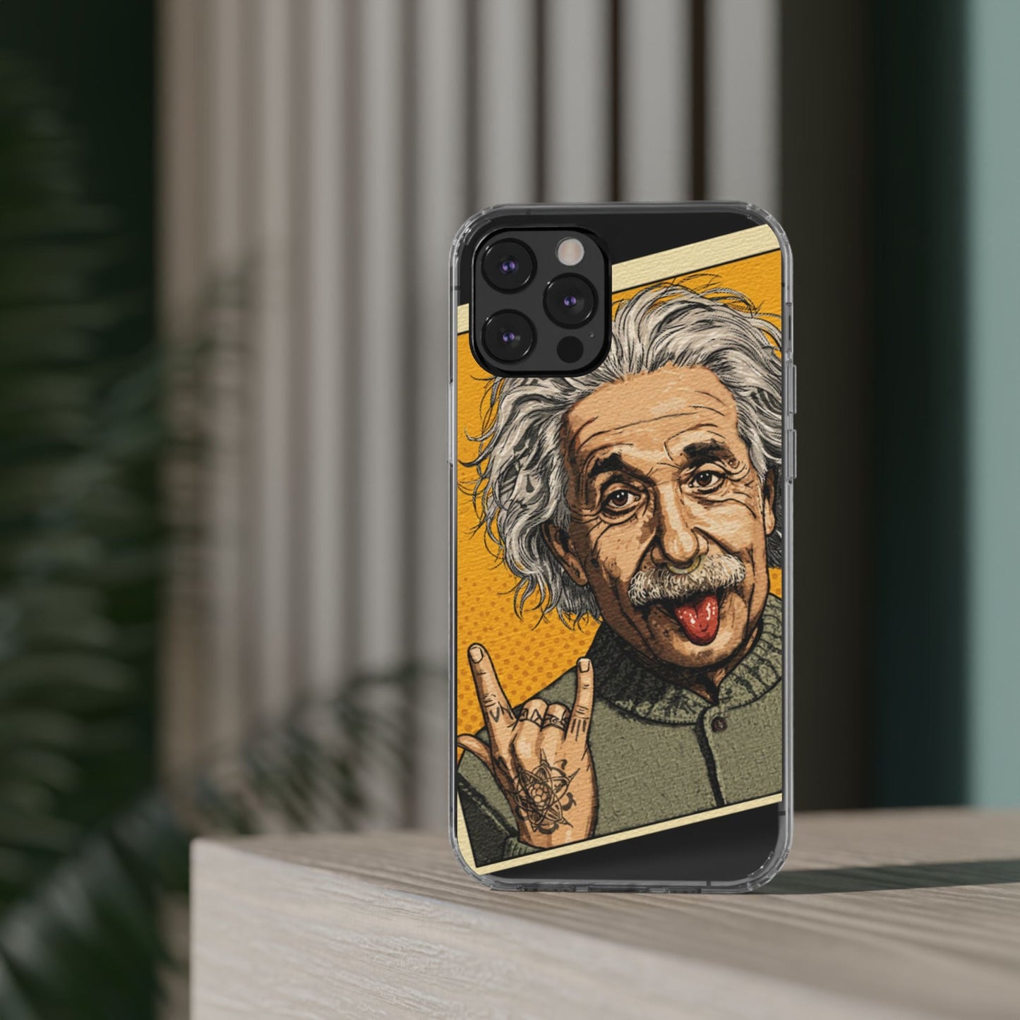 Edgy Einstein Clear Phone Cases