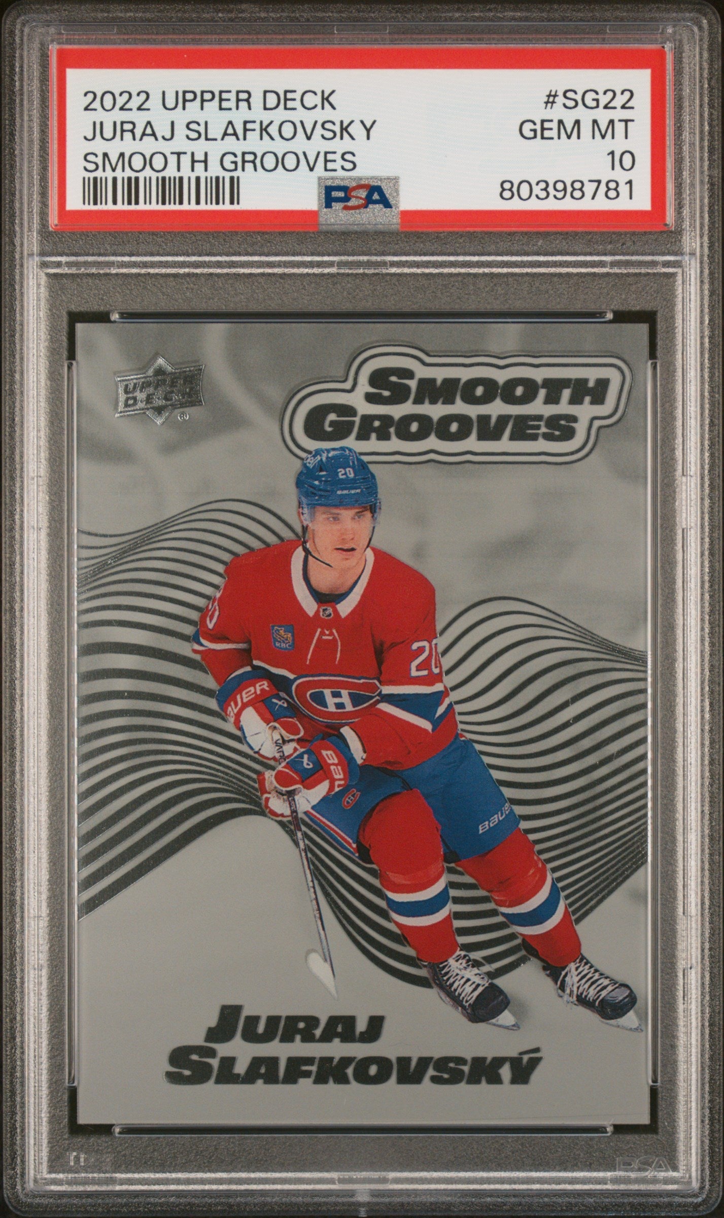 Graded 2022 Upper Deck Juraj Slafkovsky #SG22 Smooth Grooves Rookie RC Hockey Card PSA 10 Gem Mint