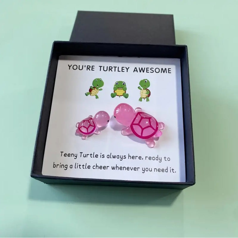 "You're Turtley Awesome" Mini Glass Turtle Keepsake Gift Set
