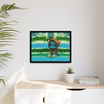 Baby Dragon Jam Aqua Matte Canvas with Black Frame