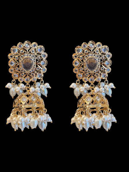 C332 Hyderabadi  choker set in pearls  with jhumka ( SHIPS IN 4 WEEKS  )