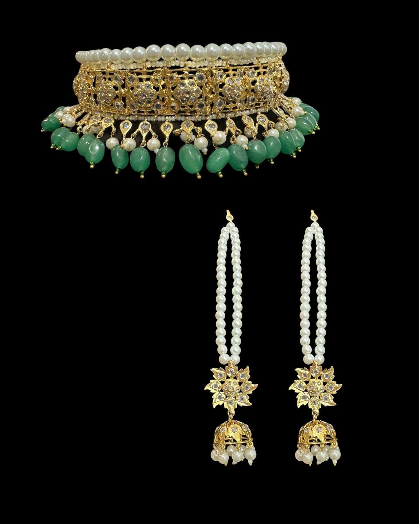 c562 sifat jadavi lacha in green  beads (READY TO SHIP  )