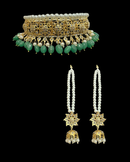 c562 sifat jadavi lacha in green  beads (READY TO SHIP  )