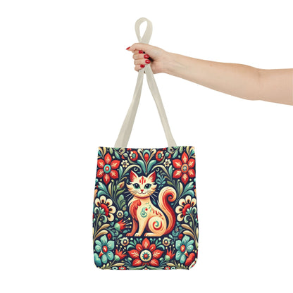 Orange Cat Folk Art Tote Bag