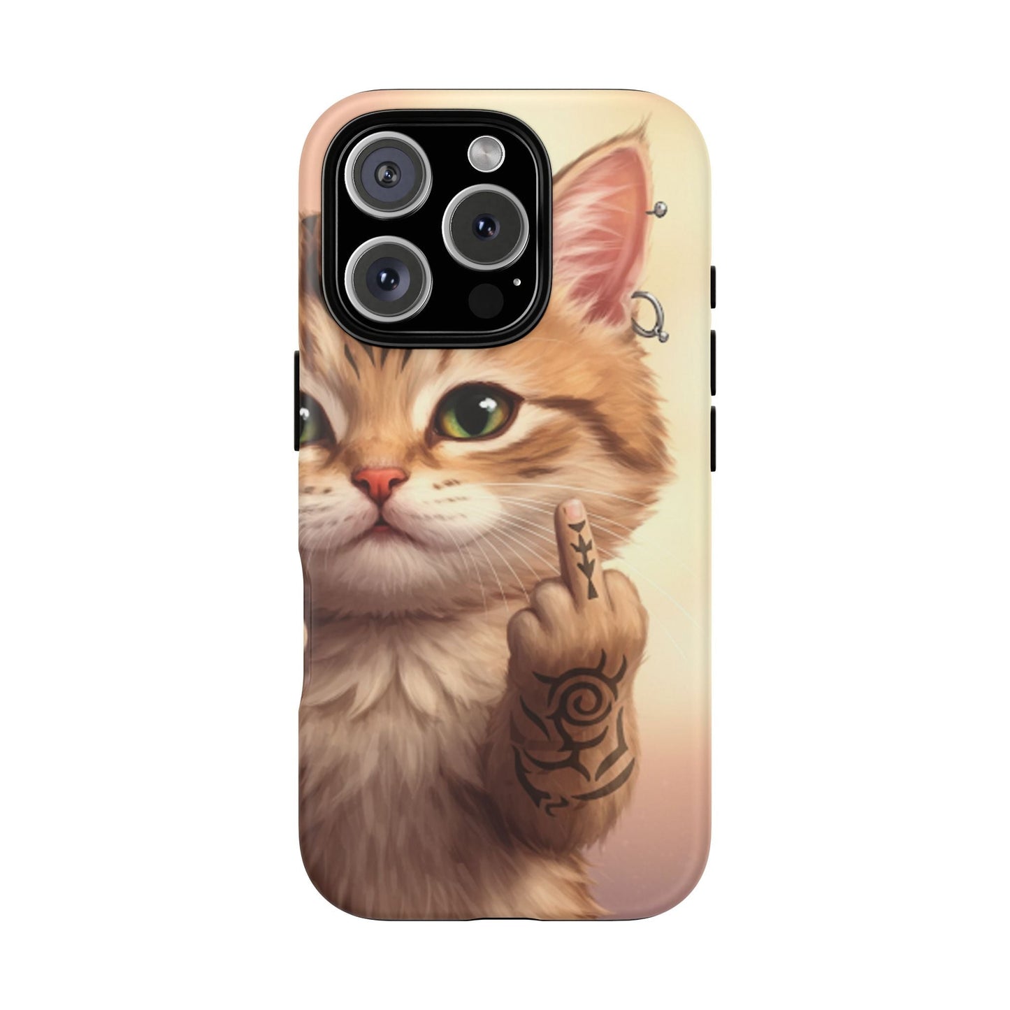 Evil Kitty Giving the Bird Tough Phone Case