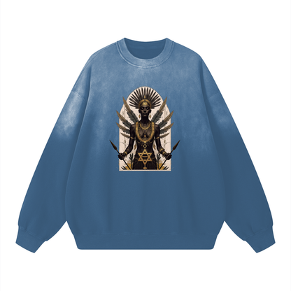 Amaru Khan Stars Handcrafted Vintage Wash Drop-Shoulder Sweatshirt