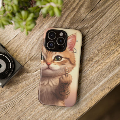 Evil Kitty Giving the Bird Tough Phone Case