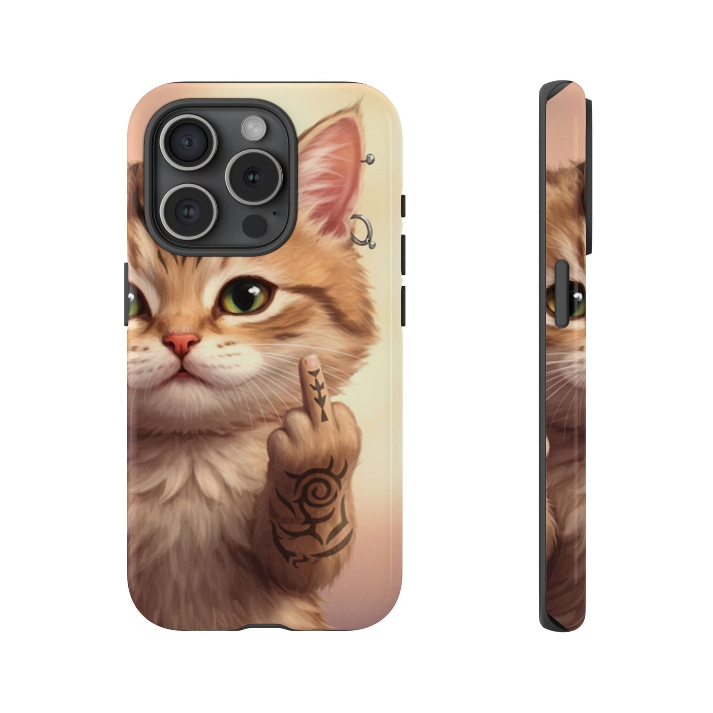 Evil Kitty Giving the Bird Tough Phone Case