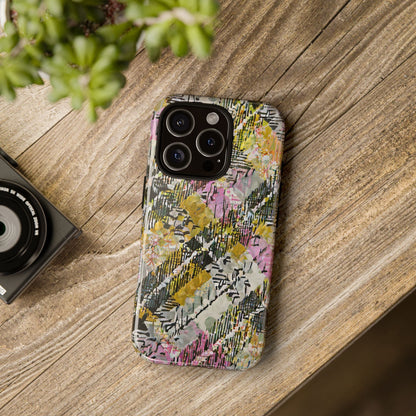 Purple Plaid Floral Artistic Tough Phone Case