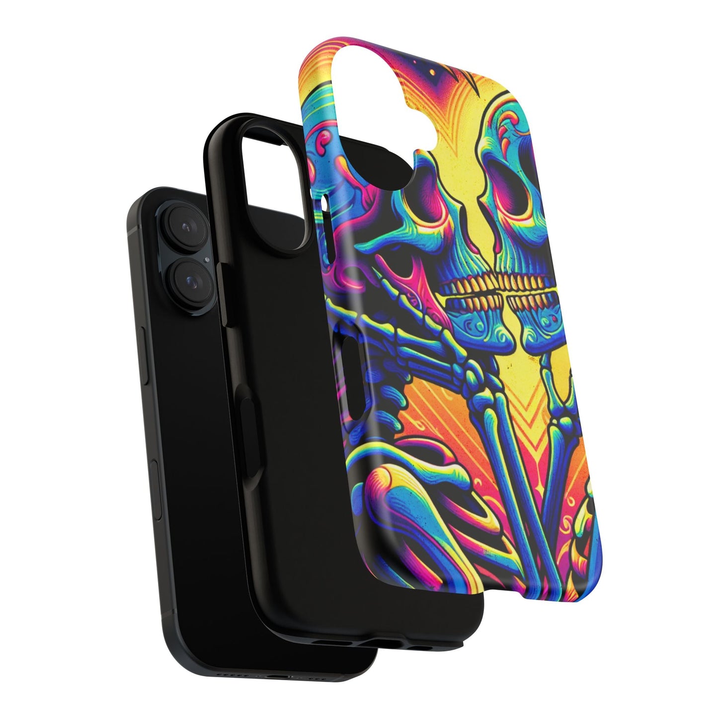 Colorful Skull Couple Tough Phone Case
