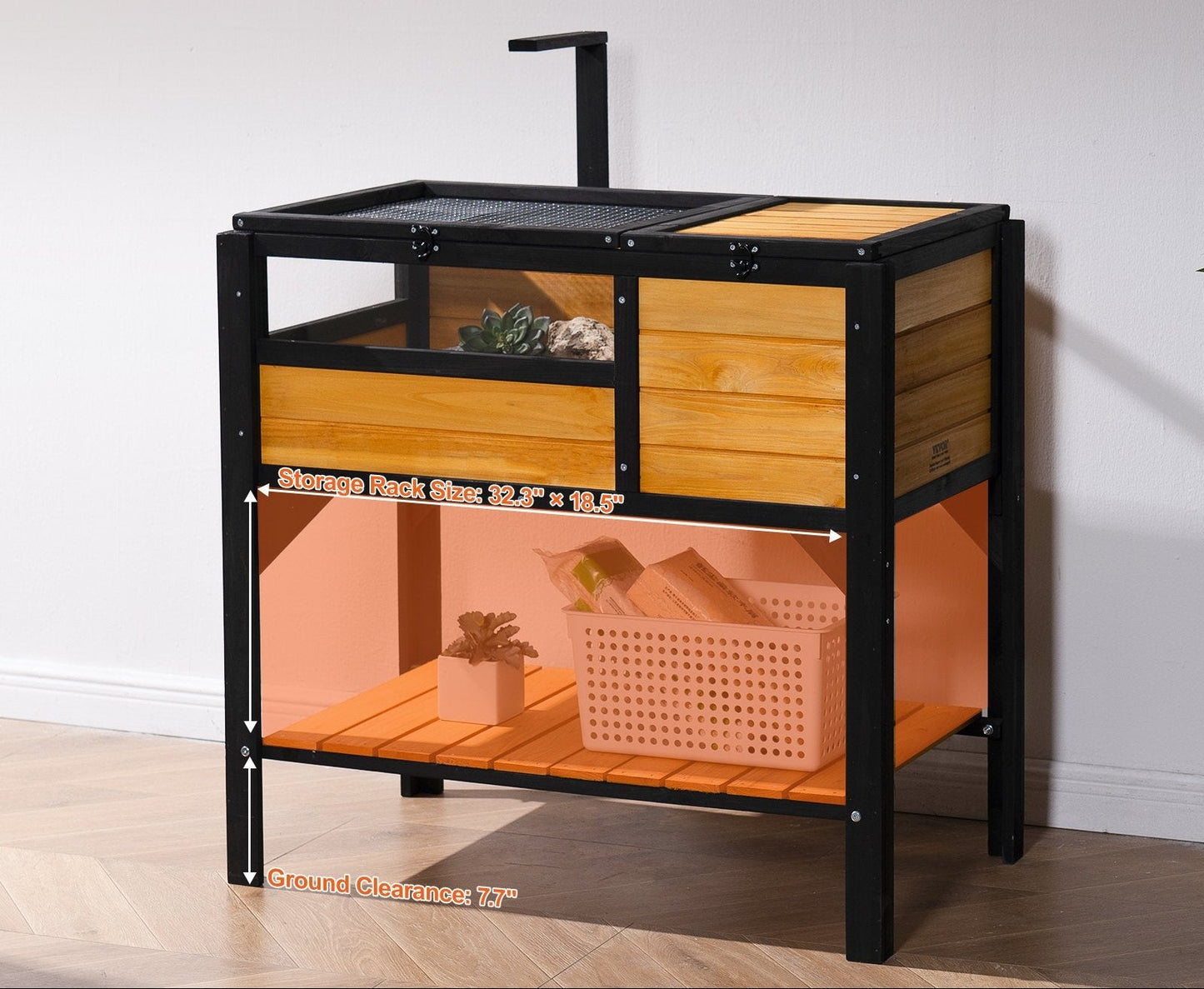 Elevated Cedar Tortoise House with Storage