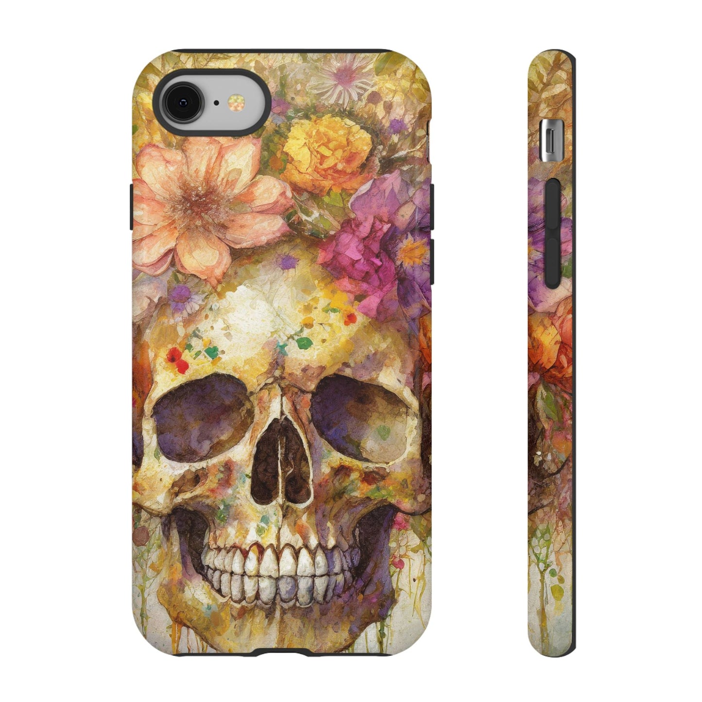 Unique Floral Skull Tough Phone Case