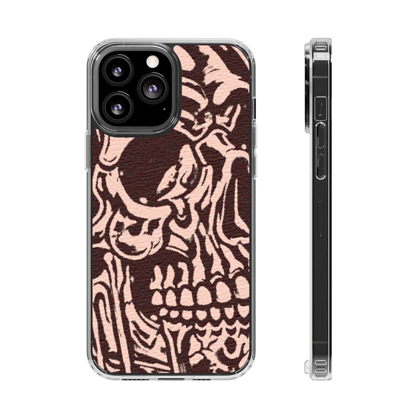 Gothic Abstract Skull Clear Phone Case