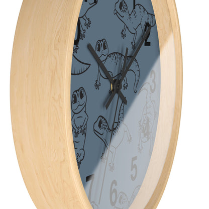 Playful Geckos 10" Wooden Wall Clock