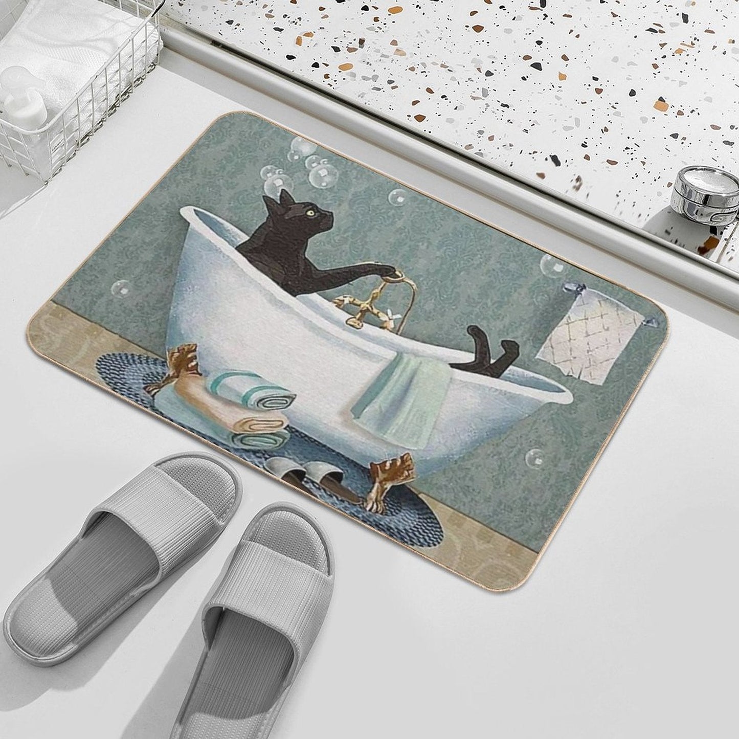 Black Cat Soap In Bathroom Bath Mat