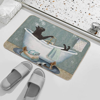 Black Cat Soap In Bathroom Bath Mat