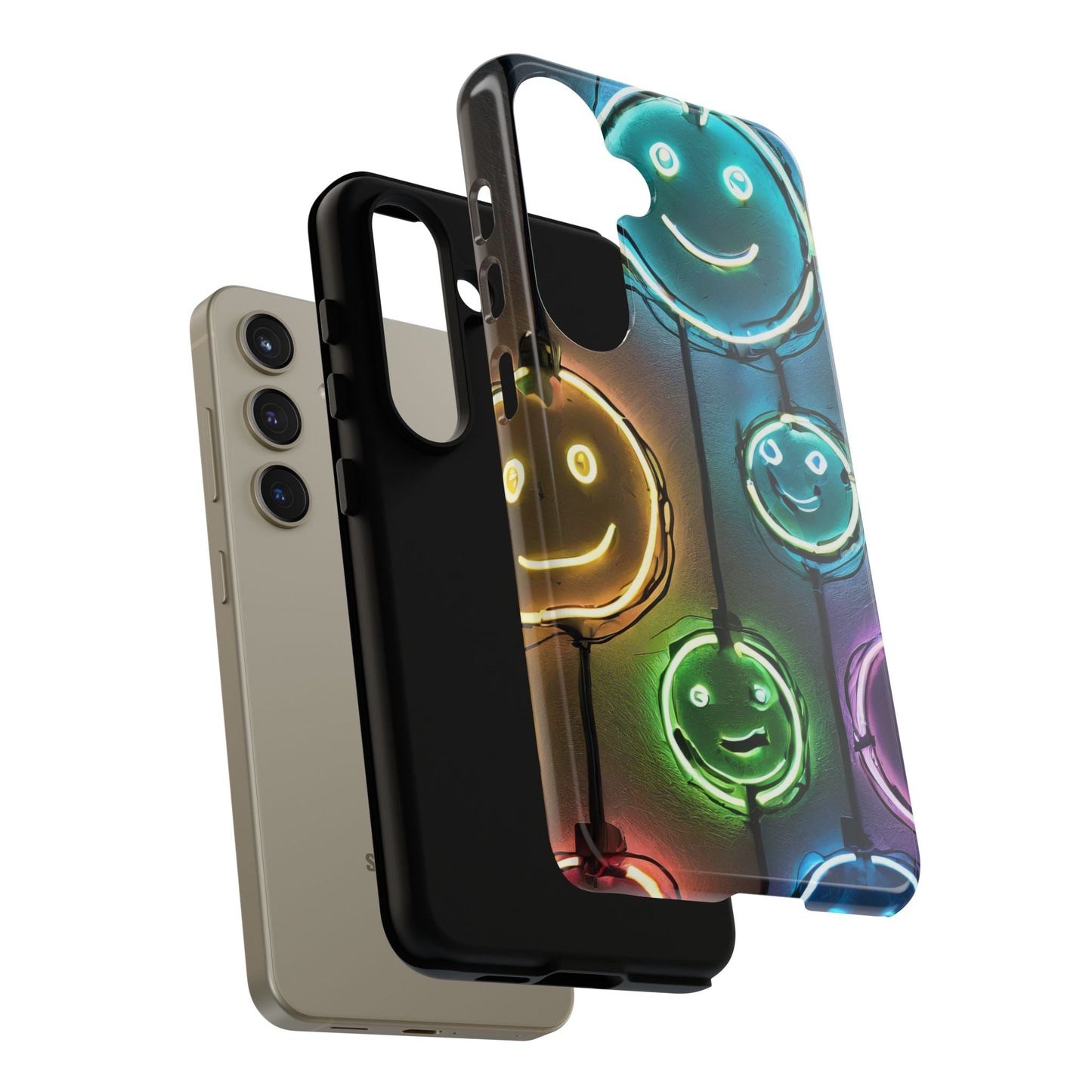 Colorful Neon Smiley Face Phone Case - Tough & Stylish Protection