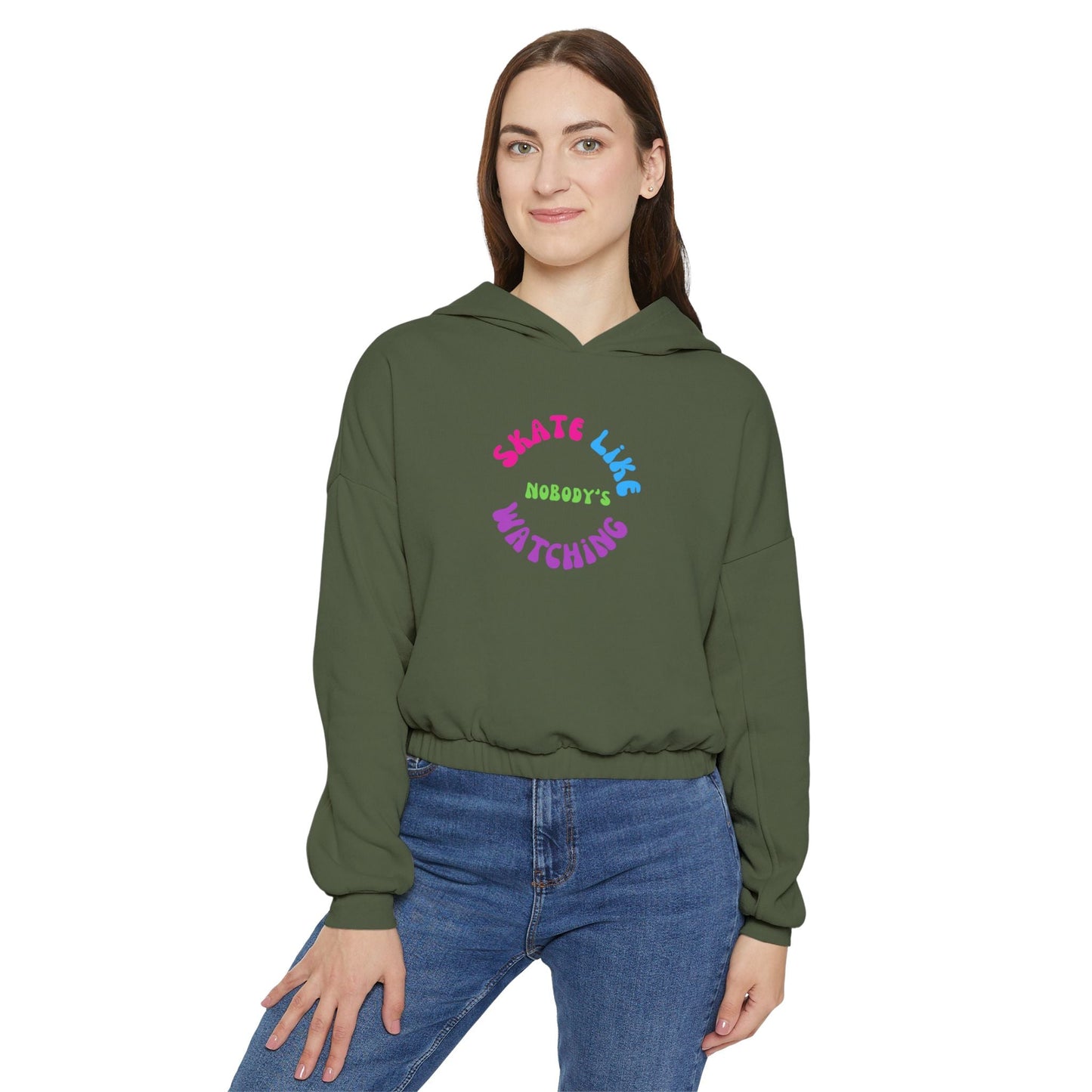 Women’s Cropped Colorful Skate Like Nobody's Watching Hoodie