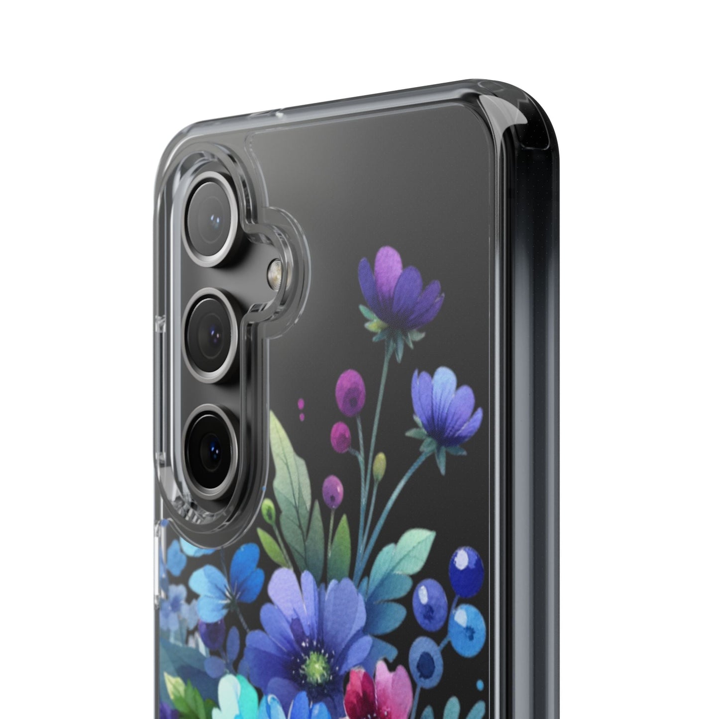 Vibrant Blue Floral Clear Phone Case