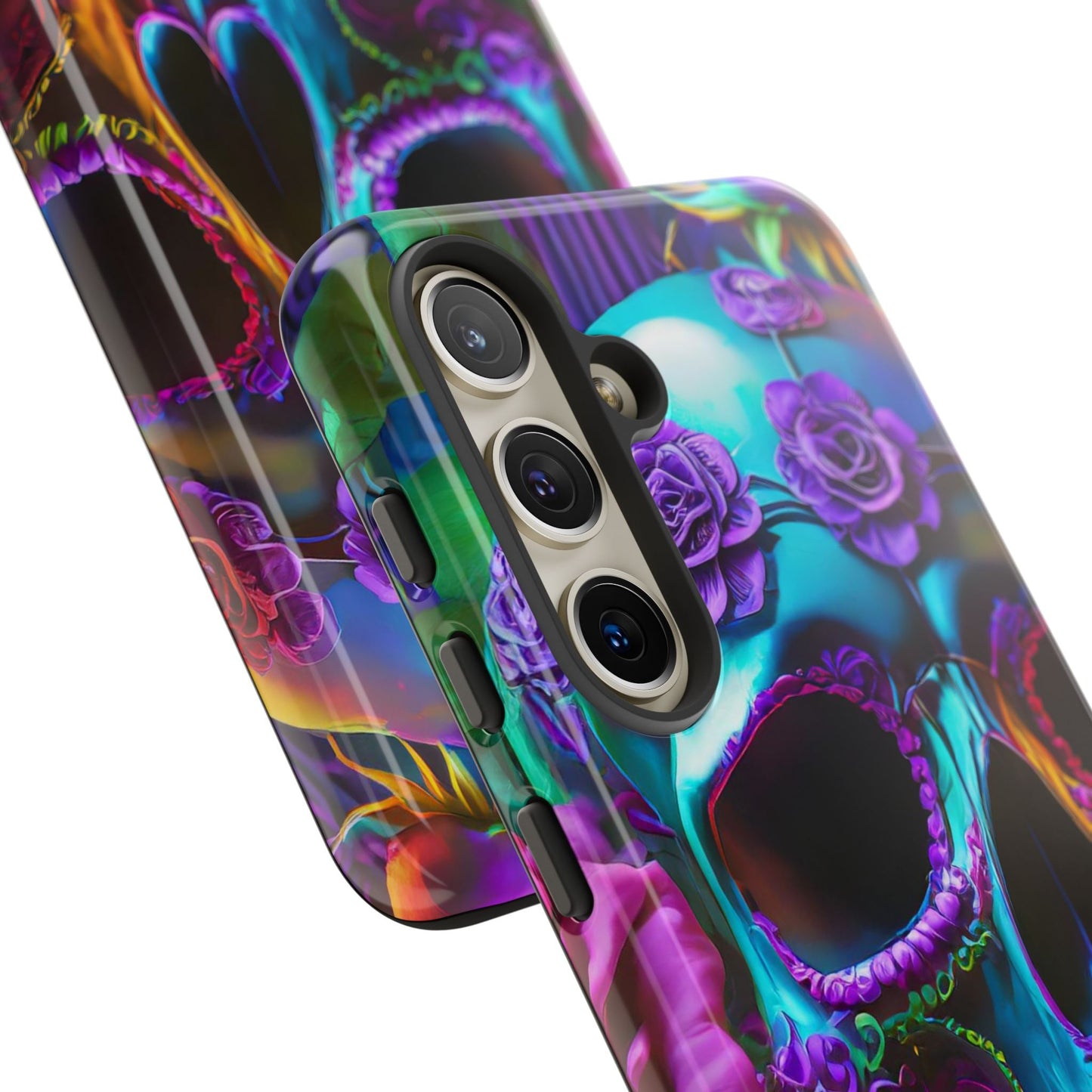 Neon Skull and Roses Vibrant Tough Phone Case