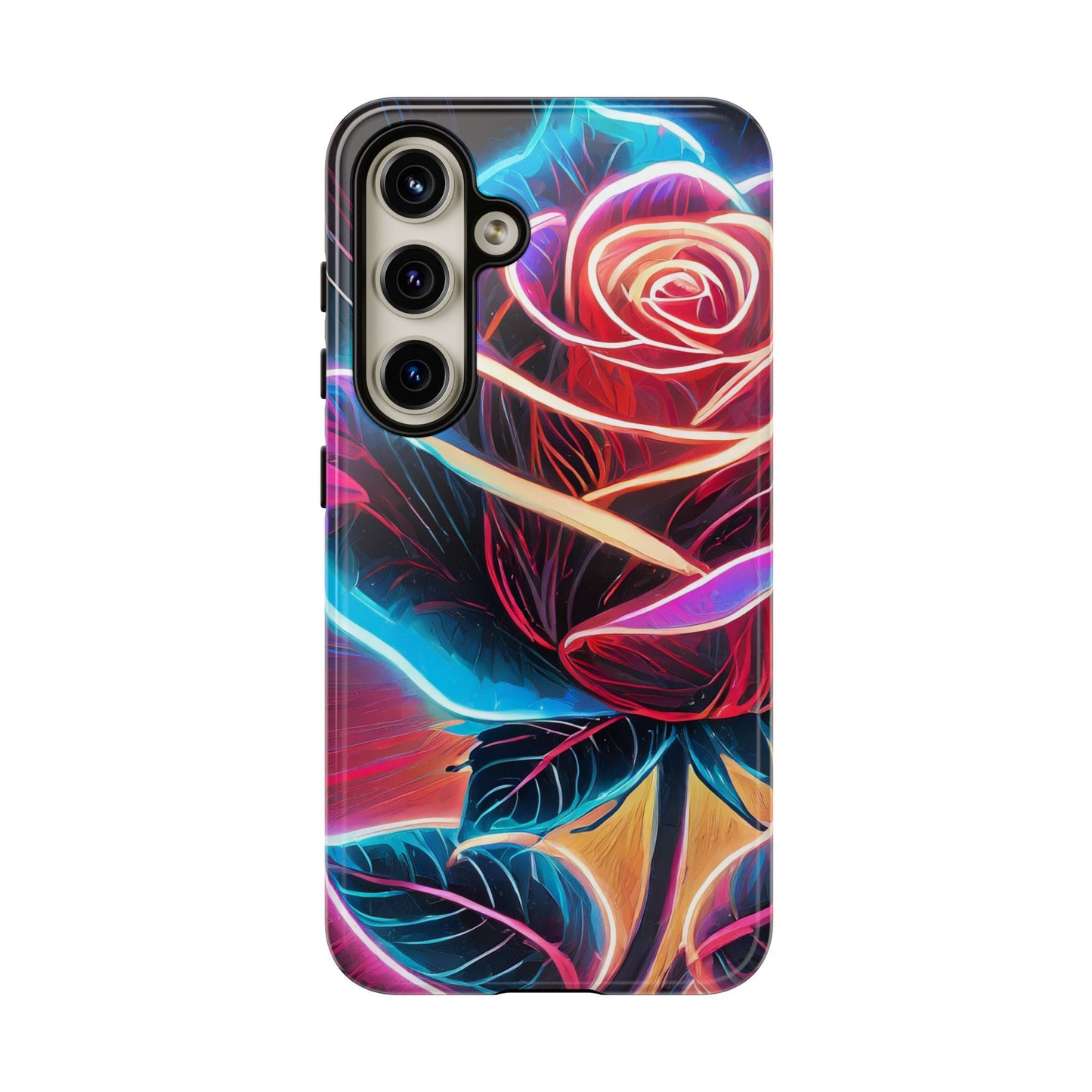 Artistic Neon Rose Tough Phone Case