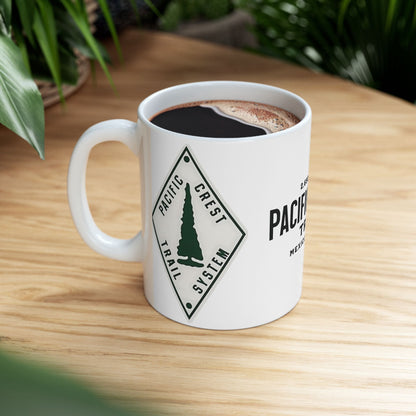 Pacific Crest Trail Classic Trail Marker Coffee Mug 11oz, 15oz Mexico To Canada Map