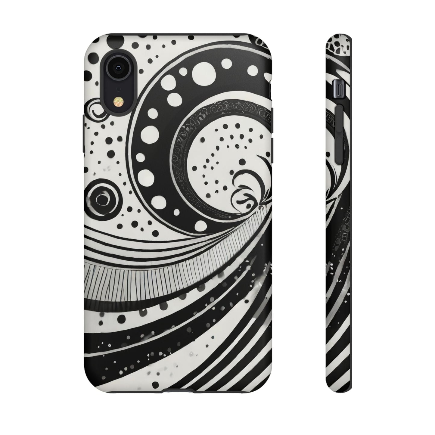 Artistic Black & White Swirl Tough Phone Case