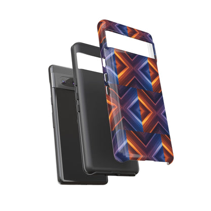 Stylish Tough Phone Case With Blue & Orange Abstract Design