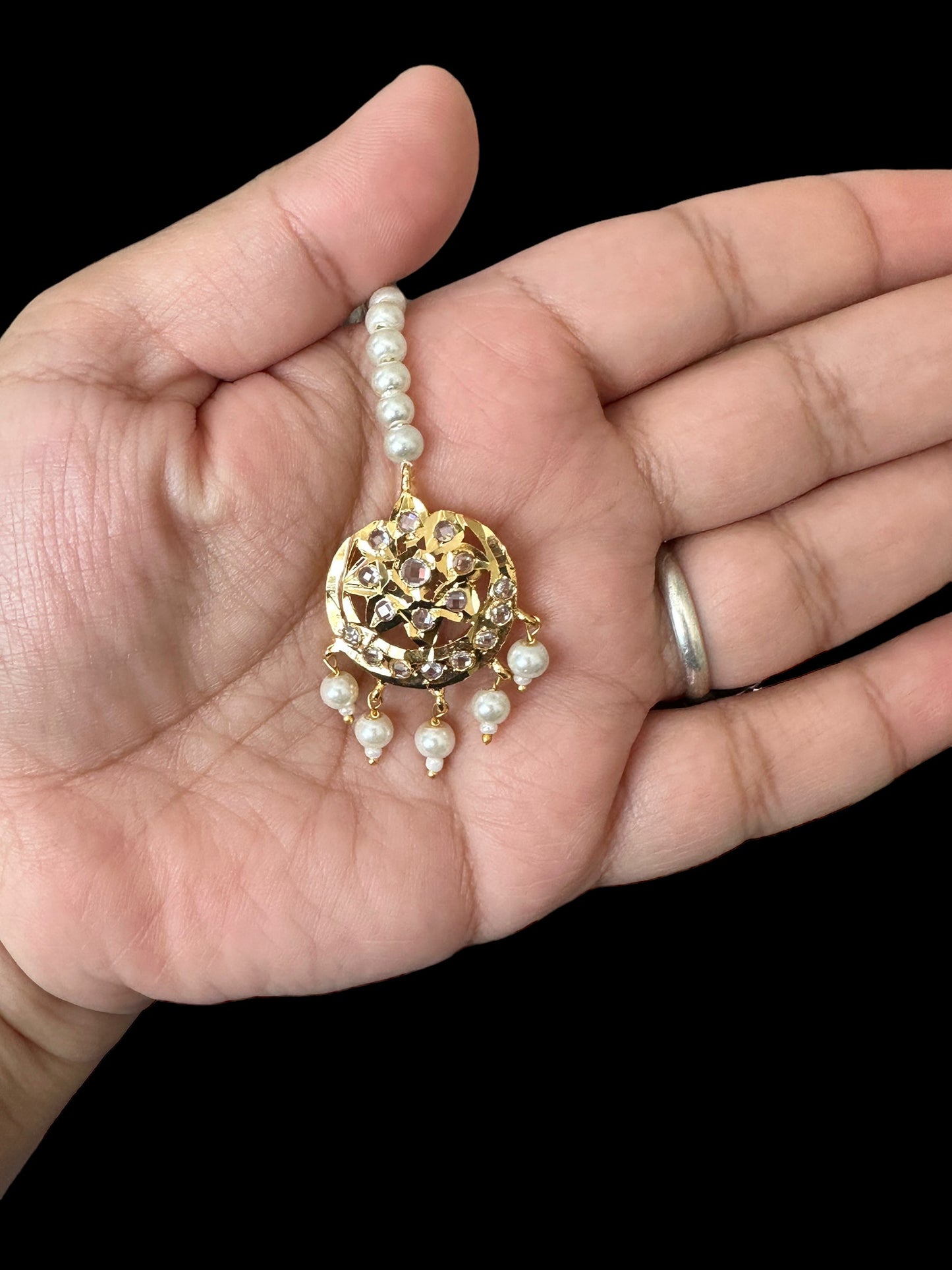 DJTK216 Gold plated pearl small sized tika (READY TO SHIP )