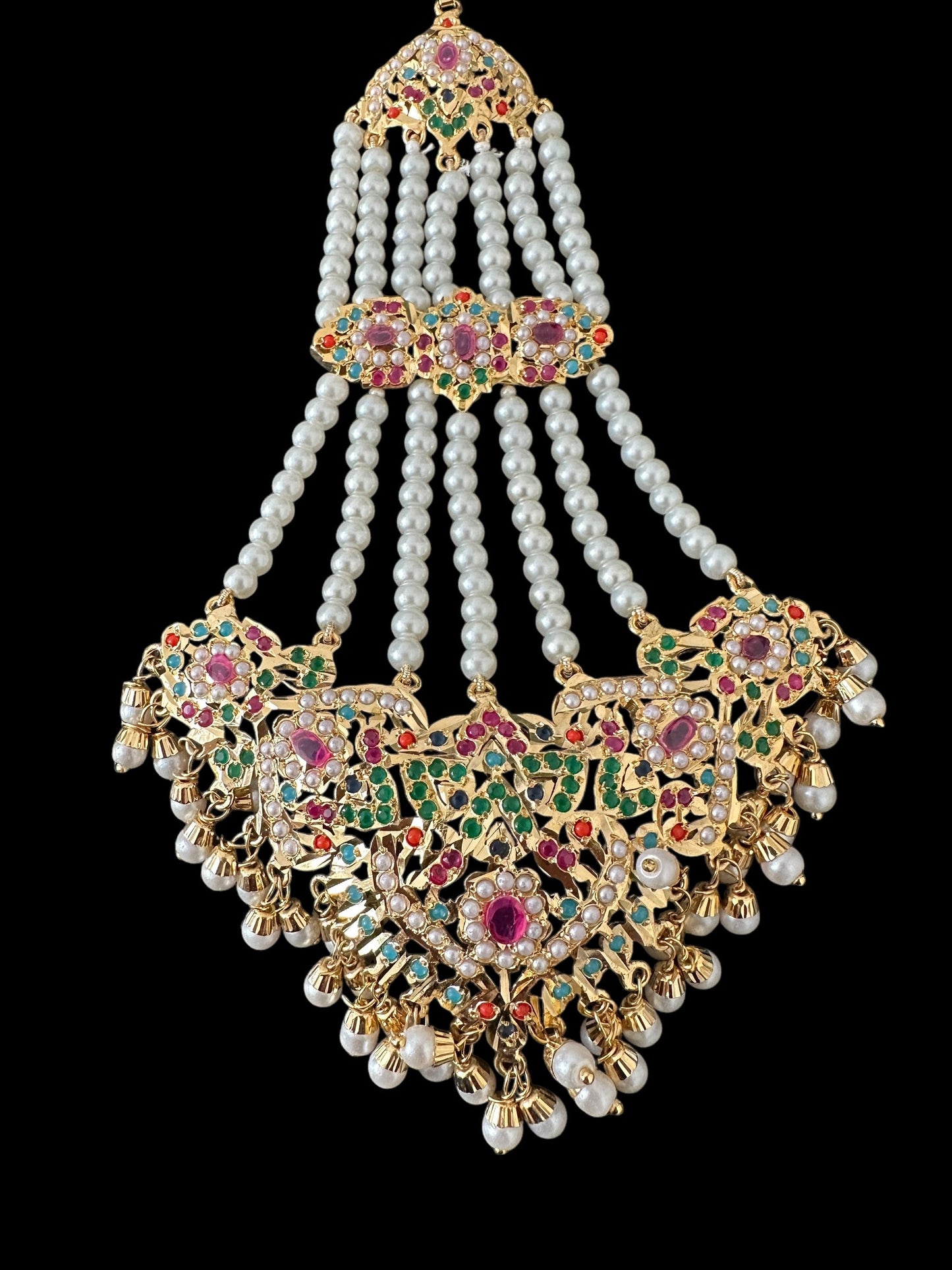 DJHR126 Wafa jadau jhoomar in Navratan - multicolor  ( SHIPS IN 2 WEEKS )