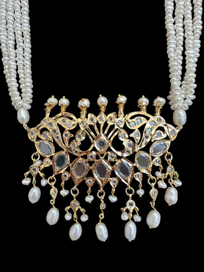 PS542 Hyderabadi / Nizami tirmani in fresh water pearls with chandbali( SHIPS IN 4 WEEKS )