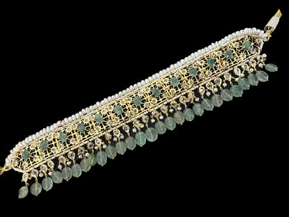 BR498 Insia bridal jadavi lacha satlada set in emeralds , ( READY TO SHIP )