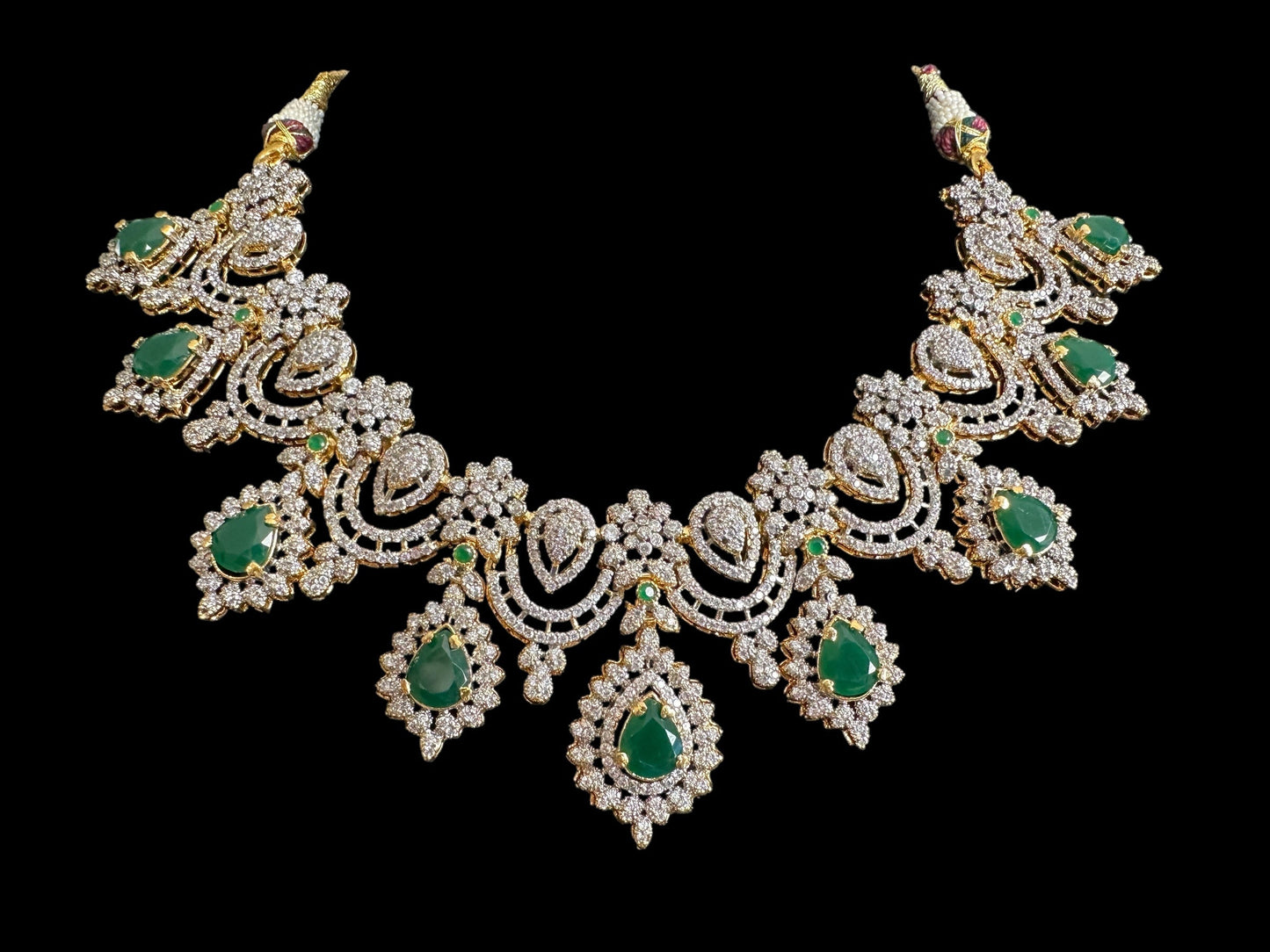 BR322  Emerald and zircon bridal set ( SHIPS IN 4 WEEKS )
