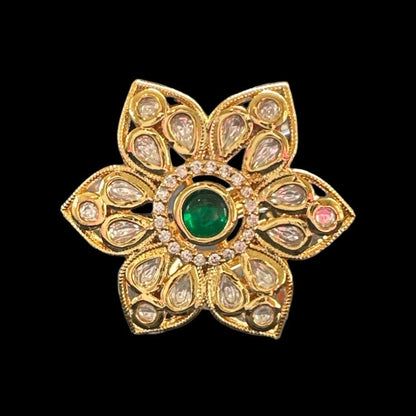 DJR93 Polki ring - green  ( READY TO SHIP)