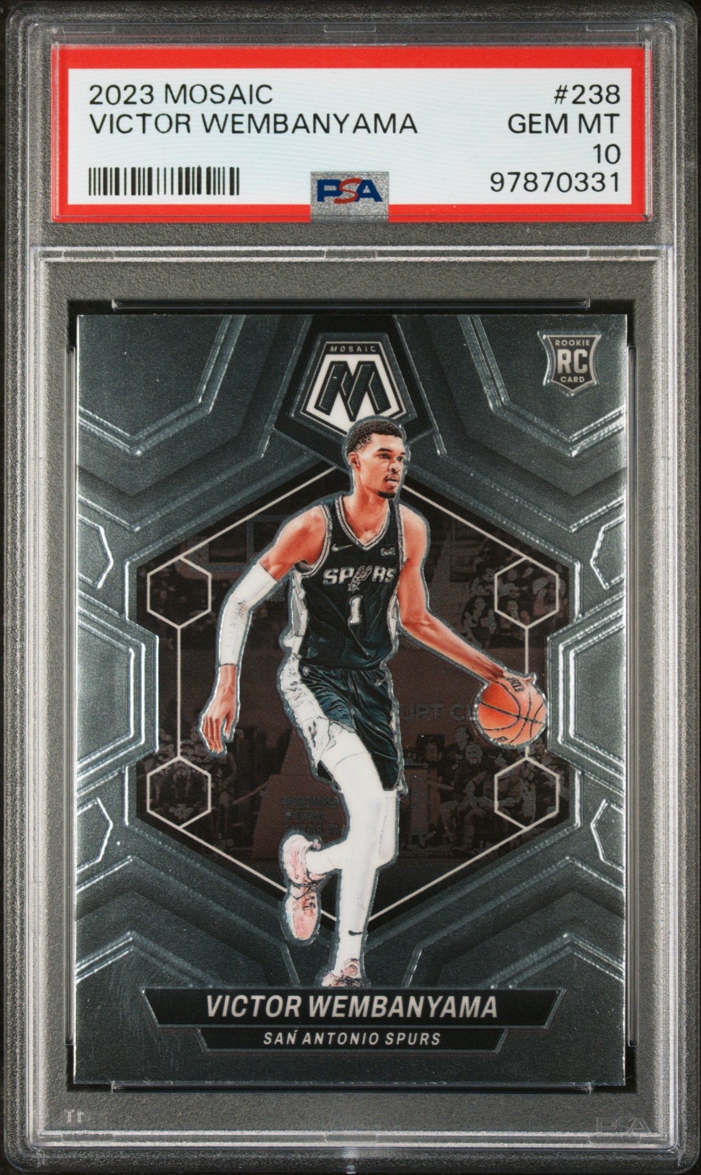 Graded 2023 Panini Mosaic Victor Wembanyama #238 Rookie RC Basketball Card PSA 10 Gem Mint