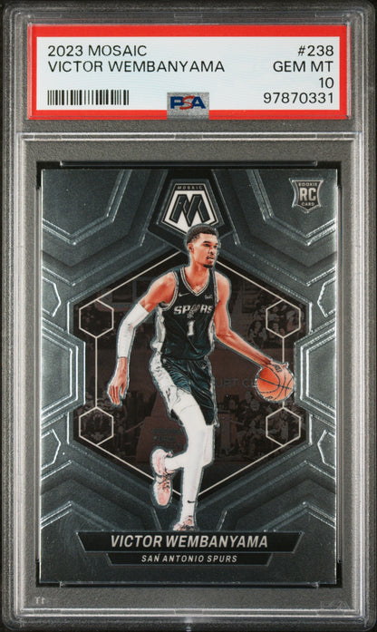 Graded 2023 Panini Mosaic Victor Wembanyama #238 Rookie RC Basketball Card PSA 10 Gem Mint