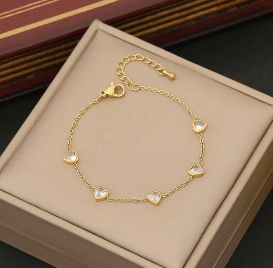 Dainty Diamond Bracelet Heart or Oval