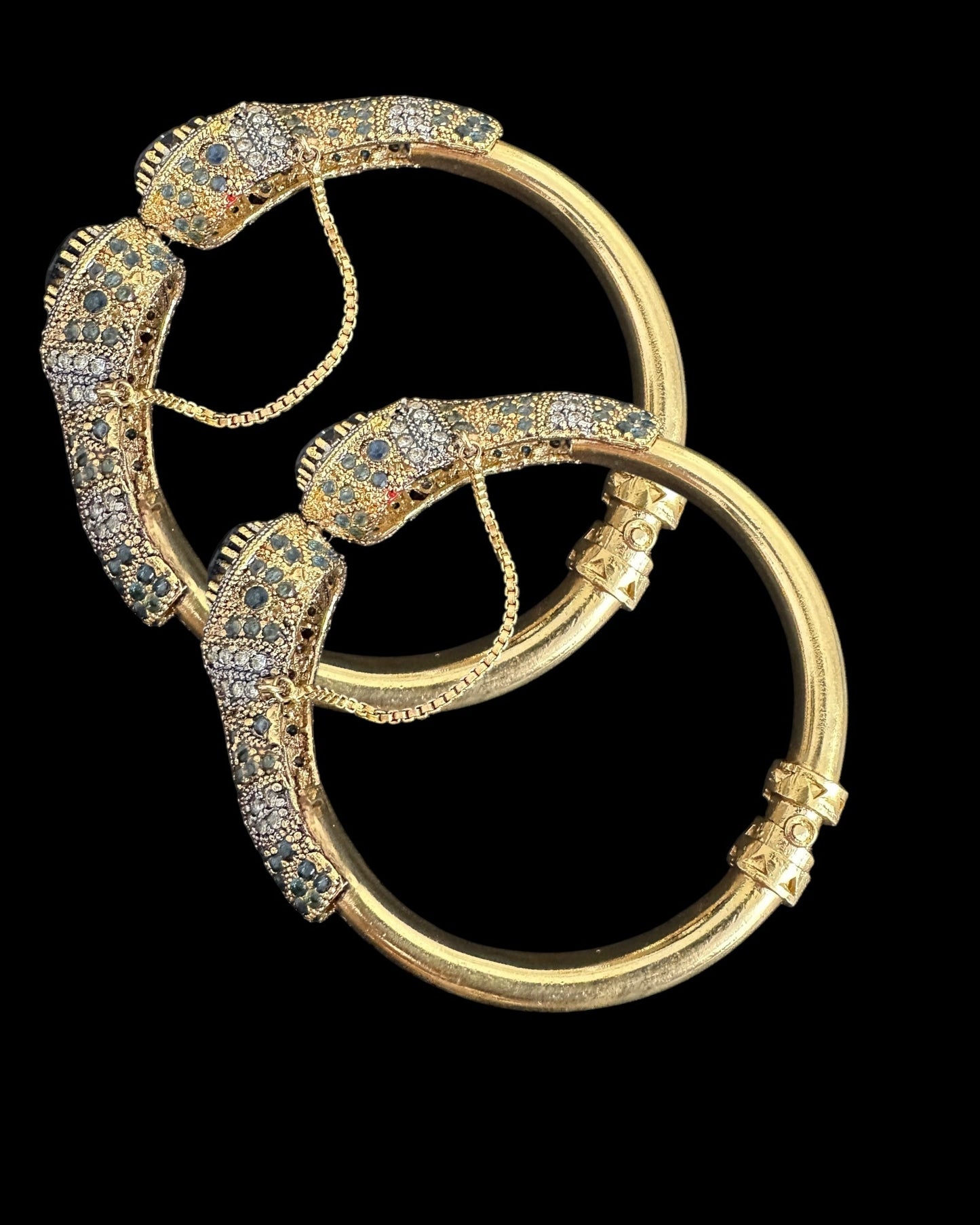 BG807 SALWA zircon bangles -Blue , openable ( SHIPS IN 4 WEEKS  )