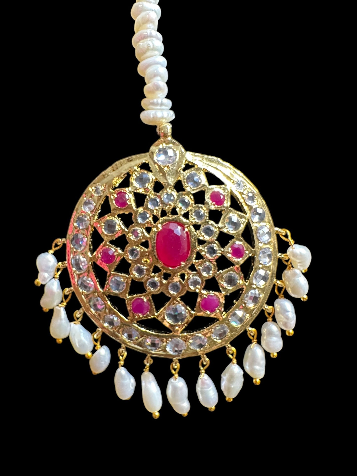 DJTK348 Zeba tika in fresh water pearls - Ruby ( READY TO SHIP)