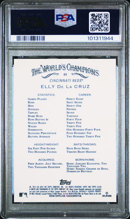 Graded 2024 Topps Allen & Ginter Elly De La Cruz #44 Rookie RC Baseball Card PSA 10 Gem Mint