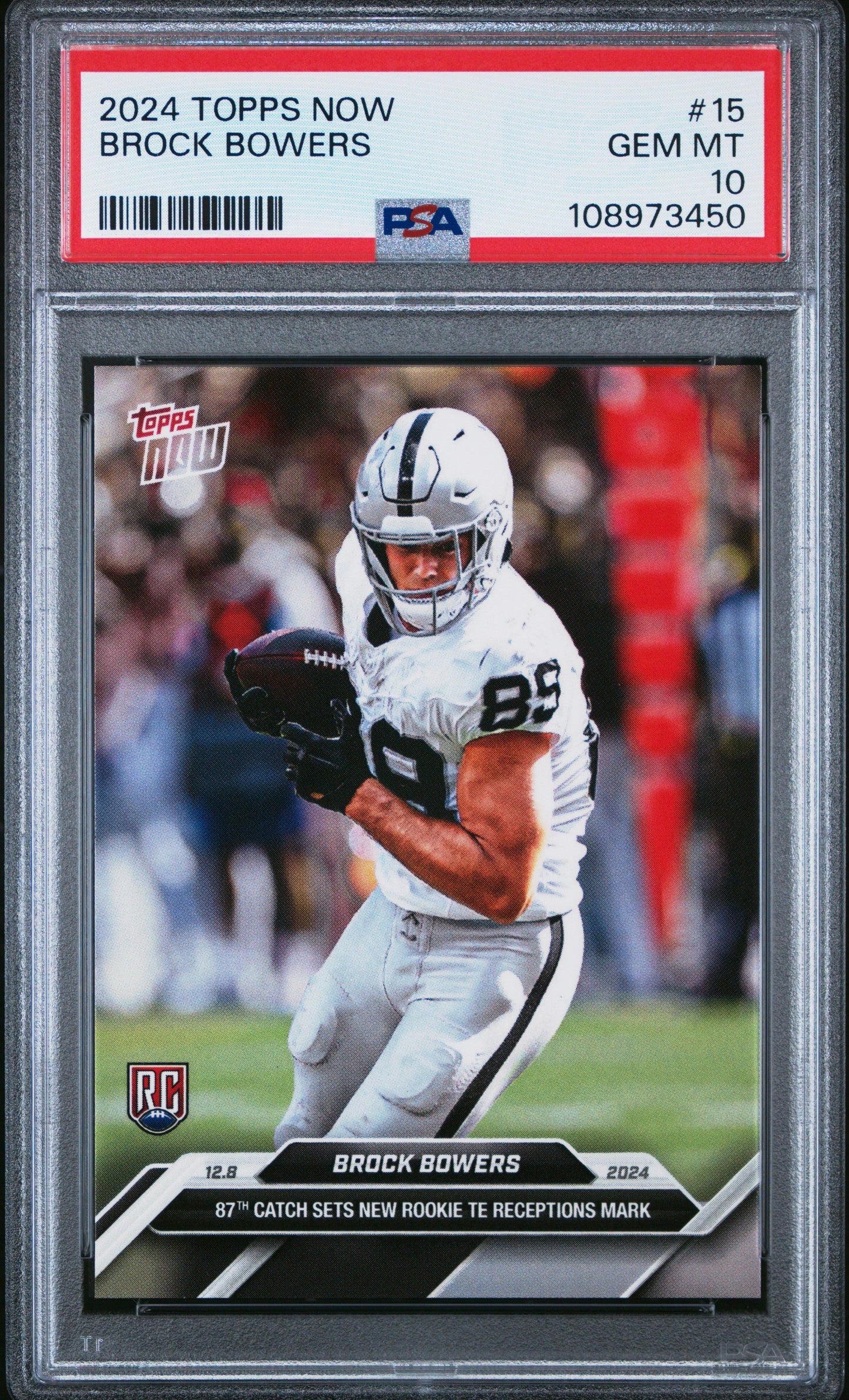 Graded 2024 Topps Now Brock Bowers #15 Rookie RC Football Card PSA 10 Gem Mint